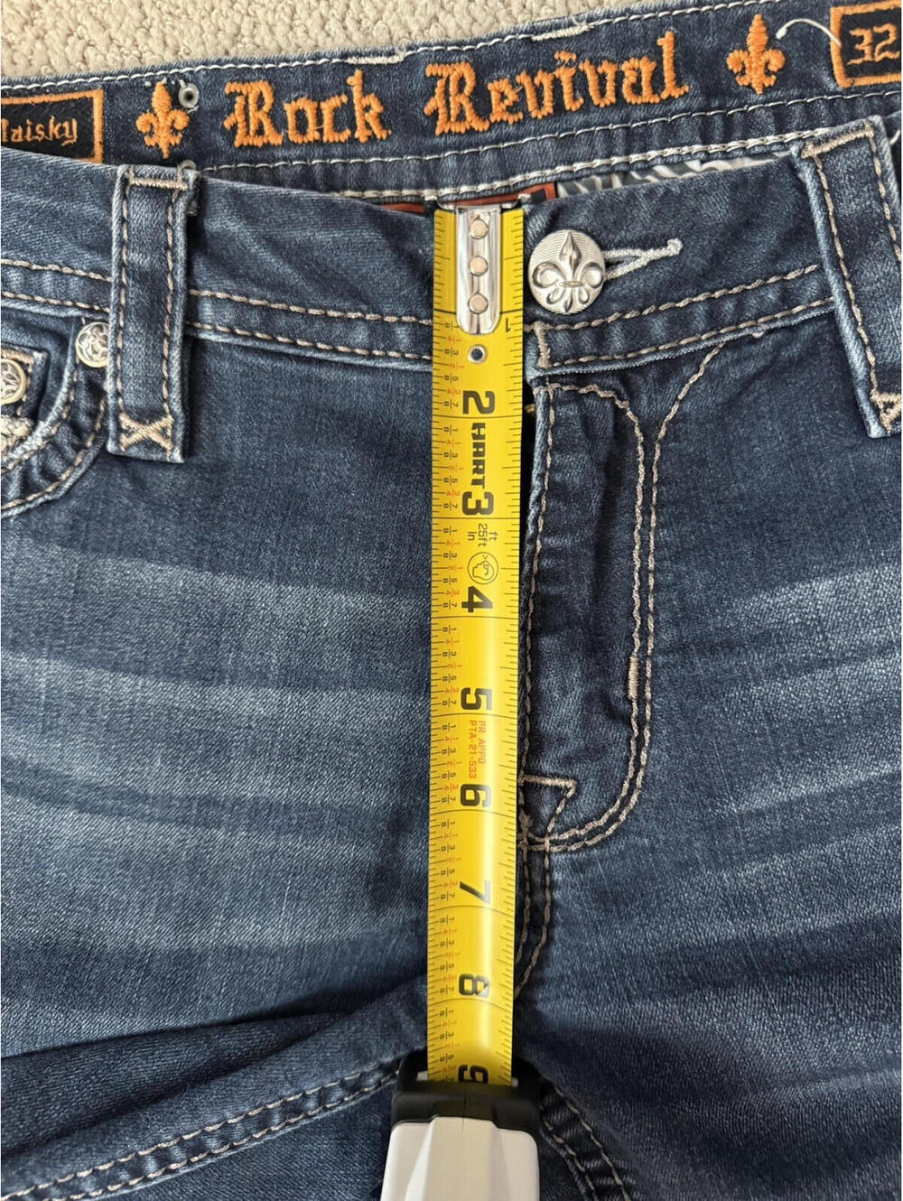 Rock Revival Jeans Womens 32 Blue Maisky Easy Capri Embellished Stretch Logo - Picture 9 of 12